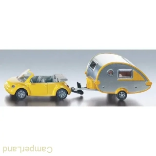 Model VW Brouk Cabrio s karavanem